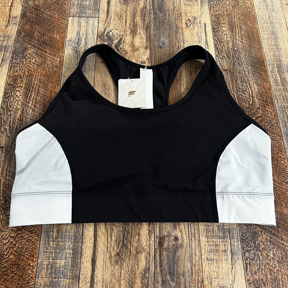 Fabletics Womens Sports Bra‎ On The Go Medium Impact Black White Size XXL
